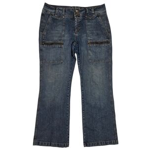 Y2K Mixit Stretch Blue Jeans Wide Leg Zippers Mid-Rise Sz 14 Denim 36x30 Actual